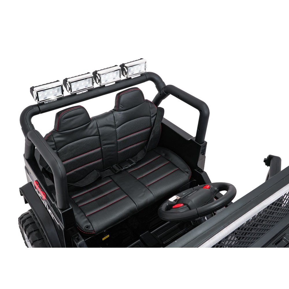 JOKO Elektrické autíčko Jeep BEAST 4x4, kožené sedadlo, penové kolesá, Funkcia Hojdania, Nosnosť 50kg, FM rádio, čierne