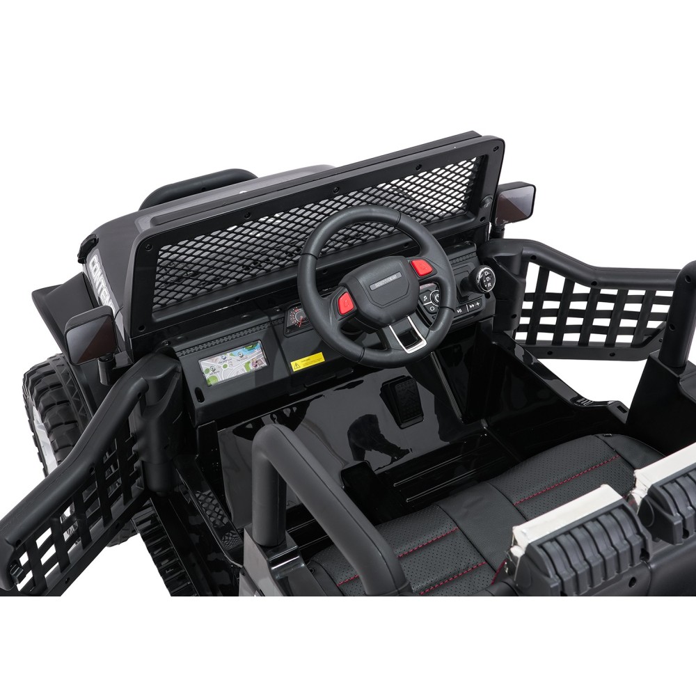 JOKO Elektrické autíčko Jeep BEAST 4x4, kožené sedadlo, penové kolesá, Funkcia Hojdania, Nosnosť 50kg, FM rádio, čierne