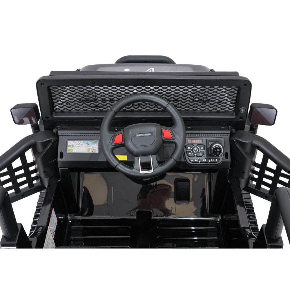 JOKO Elektrické autíčko Jeep BEAST 4x4, kožené sedadlo, penové kolesá, Funkcia Hojdania, Nosnosť 50kg, FM rádio, čierne