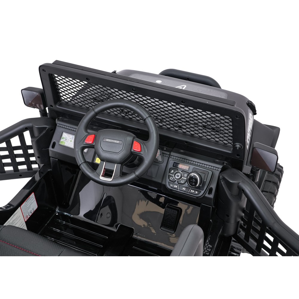 JOKO Elektrické autíčko Jeep BEAST 4x4, kožené sedadlo, penové kolesá, Funkcia Hojdania, Nosnosť 50kg, FM rádio, čierne
