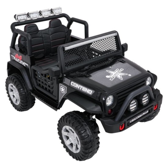 JOKO Elektrické autíčko Jeep BEAST 4x4, kožené sedadlo, penové kolesá, Funkcia Hojdania, Nosnosť 50kg, FM rádio, čierne