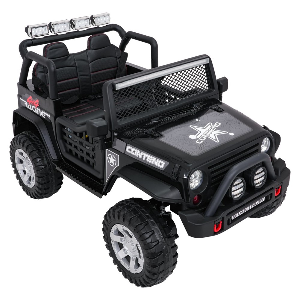 JOKO Elektrické autíčko Jeep BEAST 4x4, kožené sedadlo, penové kolesá, Funkcia Hojdania, Nosnosť 50kg, FM rádio, čierne