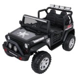 JOKO Elektrické autíčko Jeep BEAST 4x4, kožené sedadlo, penové kolesá, Funkcia Hojdania, Nosnosť 50kg, FM rádio, čierne