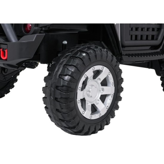 JOKO Elektrické autíčko Jeep BEAST 4x4, kožené sedadlo, penové kolesá, Funkcia Hojdania, Nosnosť 50kg, FM rádio, čierne