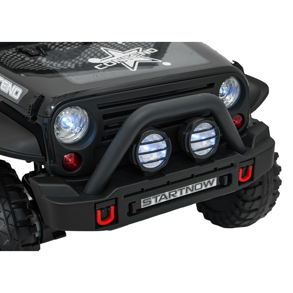 JOKO Elektrické autíčko Jeep BEAST 4x4, kožené sedadlo, penové kolesá, Funkcia Hojdania, Nosnosť 50kg, FM rádio, čierne