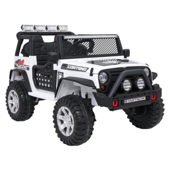 JOKO Elektrické autíčko Jeep BEAST 4x4, kožené sedadlo, penové kolesá, Funkcia Hojdania, Nosnosť 50kg, FM rádio, biele