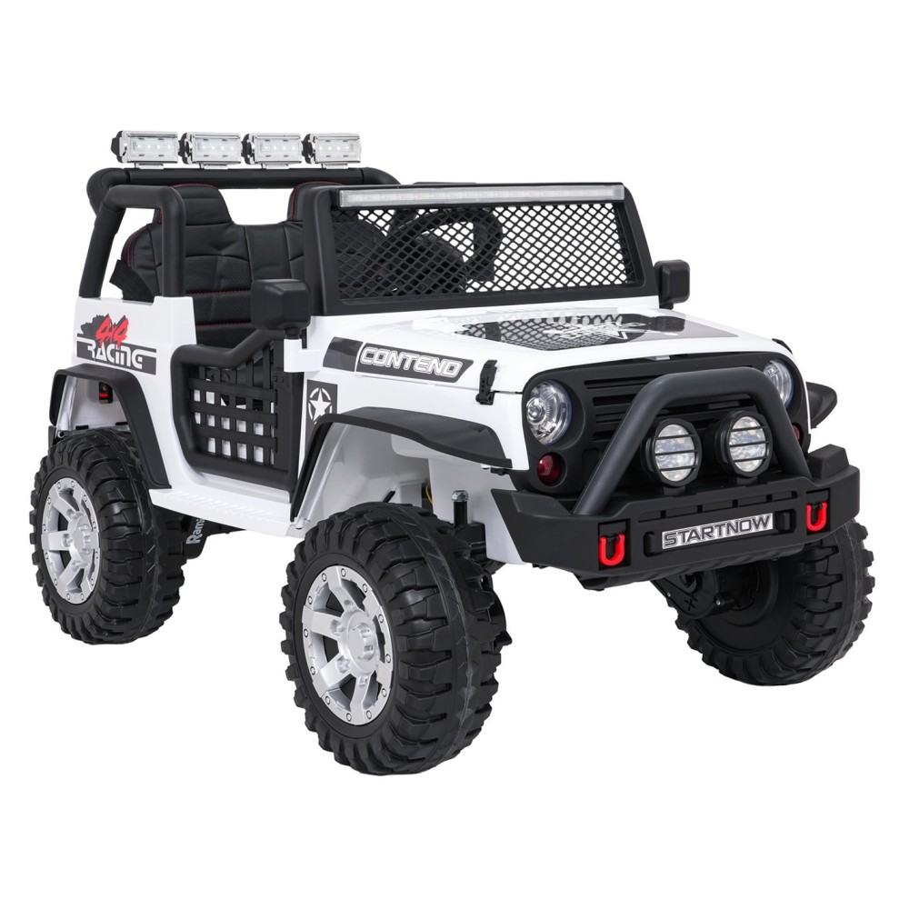 JOKO Elektrické autíčko Jeep BEAST 4x4, kožené sedadlo, penové kolesá, Funkcia Hojdania, Nosnosť 50kg, FM rádio, biele