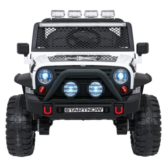 JOKO Elektrické autíčko Jeep BEAST 4x4, kožené sedadlo, penové kolesá, Funkcia Hojdania, Nosnosť 50kg, FM rádio, biele