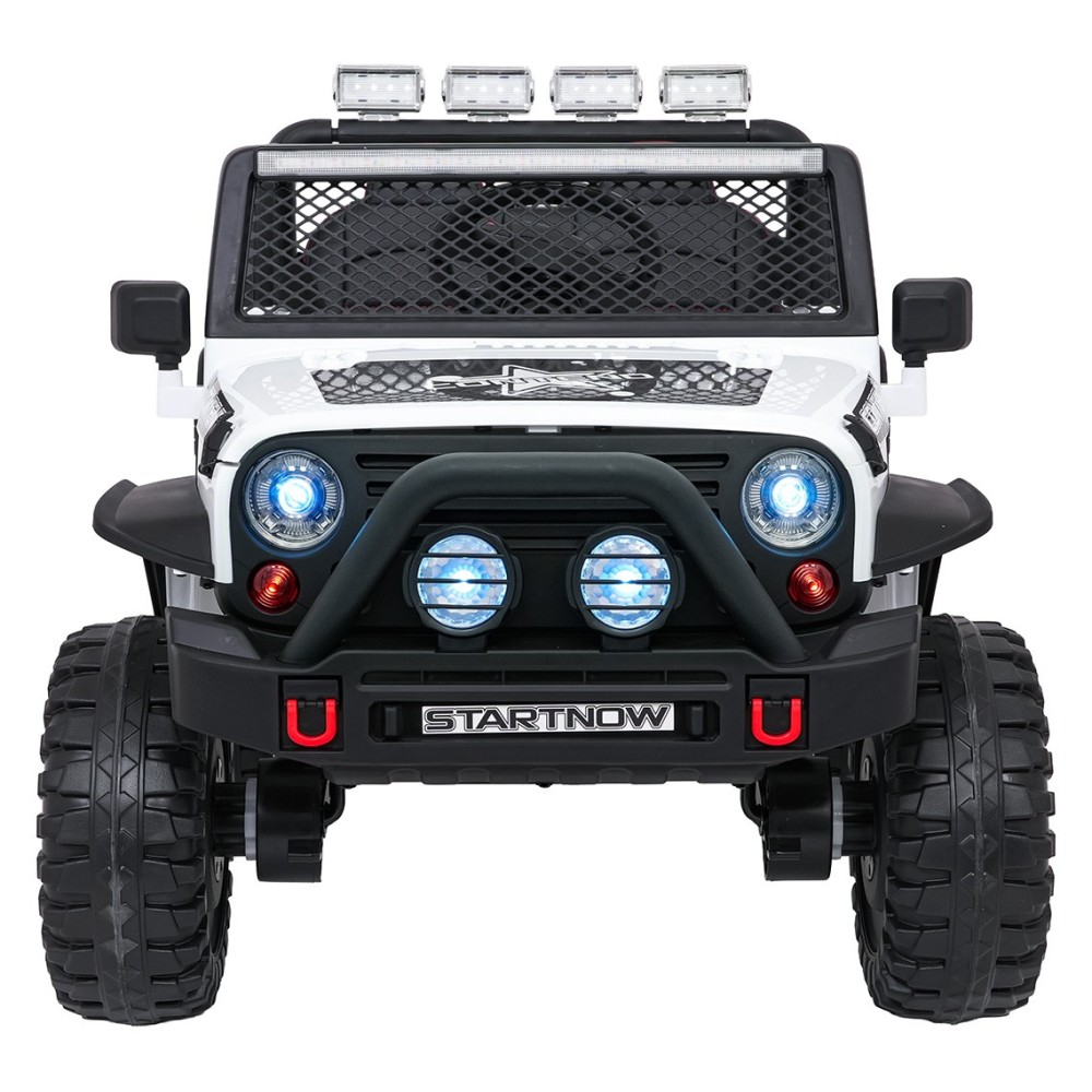 JOKO Elektrické autíčko Jeep BEAST 4x4, kožené sedadlo, penové kolesá, Funkcia Hojdania, Nosnosť 50kg, FM rádio, biele