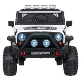 JOKO Elektrické autíčko Jeep BEAST 4x4, kožené sedadlo, penové kolesá, Funkcia Hojdania, Nosnosť 50kg, FM rádio, biele