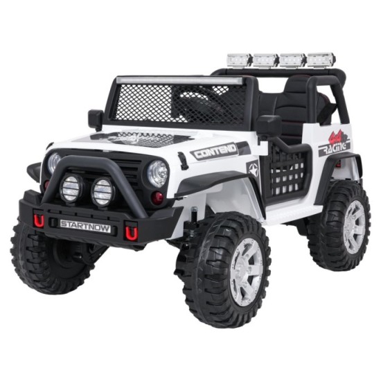 JOKO Elektrické autíčko Jeep BEAST 4x4, kožené sedadlo, penové kolesá, Funkcia Hojdania, Nosnosť 50kg, FM rádio, biele