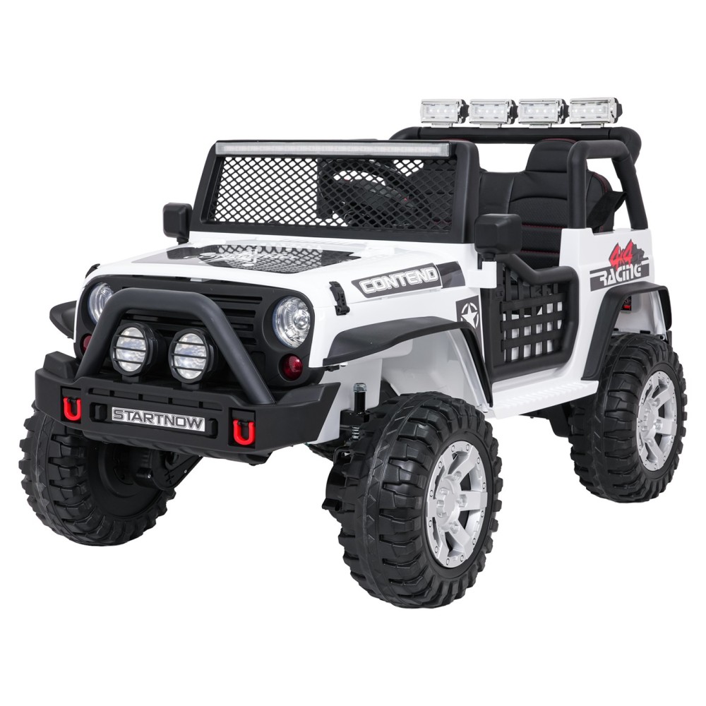 JOKO Elektrické autíčko Jeep BEAST 4x4, kožené sedadlo, penové kolesá, Funkcia Hojdania, Nosnosť 50kg, FM rádio, biele