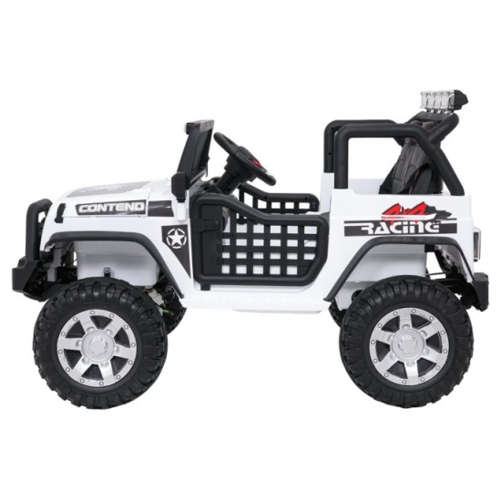 JOKO Elektrické autíčko Jeep BEAST 4x4, kožené sedadlo, penové kolesá, Funkcia Hojdania, Nosnosť 50kg, FM rádio, biele