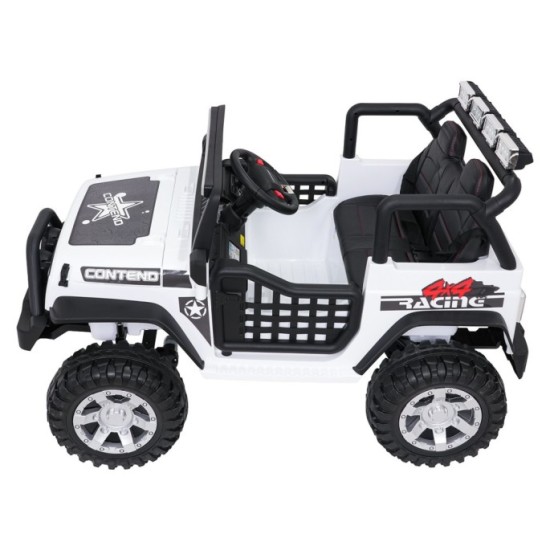 JOKO Elektrické autíčko Jeep BEAST 4x4, kožené sedadlo, penové kolesá, Funkcia Hojdania, Nosnosť 50kg, FM rádio, biele