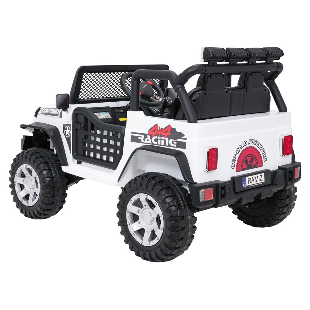 JOKO Elektrické autíčko Jeep BEAST 4x4, kožené sedadlo, penové kolesá, Funkcia Hojdania, Nosnosť 50kg, FM rádio, biele