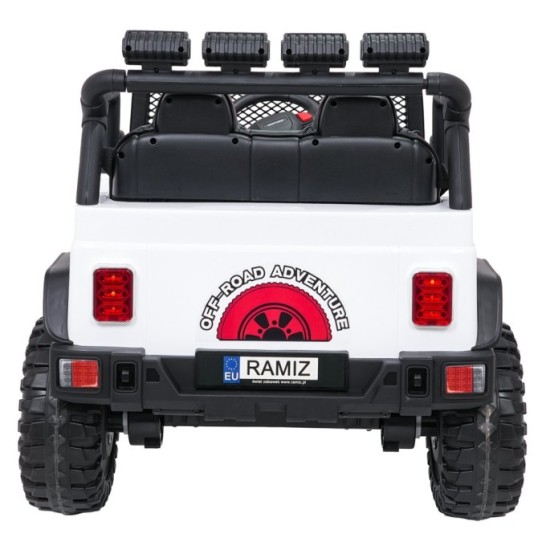 JOKO Elektrické autíčko Jeep BEAST 4x4, kožené sedadlo, penové kolesá, Funkcia Hojdania, Nosnosť 50kg, FM rádio, biele
