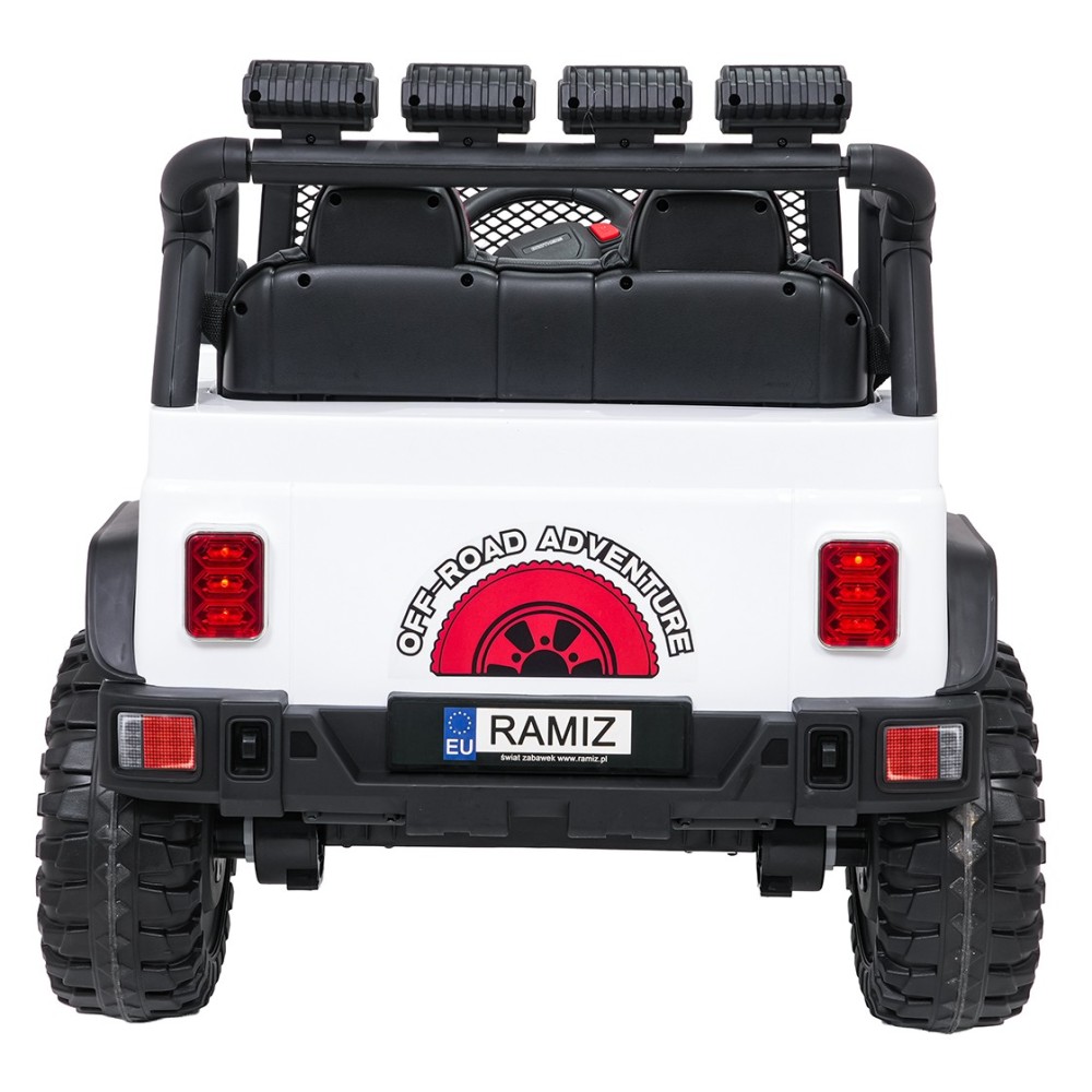 JOKO Elektrické autíčko Jeep BEAST 4x4, kožené sedadlo, penové kolesá, Funkcia Hojdania, Nosnosť 50kg, FM rádio, biele