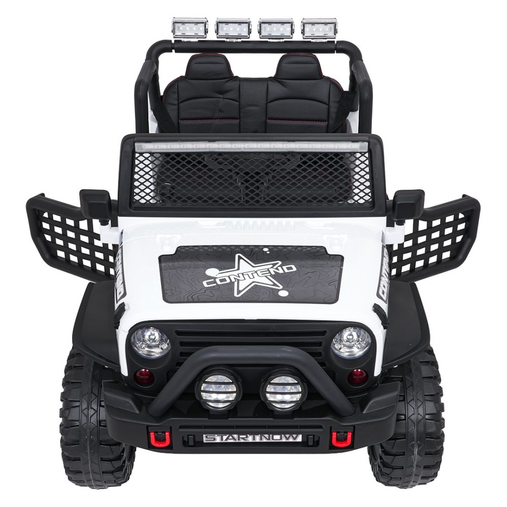 JOKO Elektrické autíčko Jeep BEAST 4x4, kožené sedadlo, penové kolesá, Funkcia Hojdania, Nosnosť 50kg, FM rádio, biele