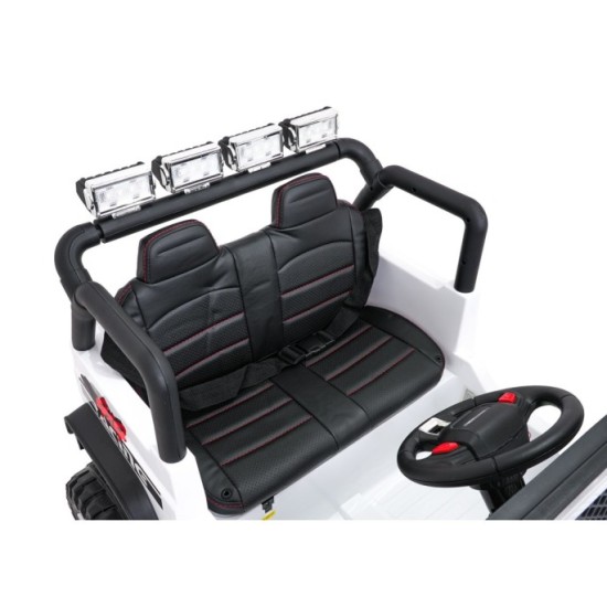 JOKO Elektrické autíčko Jeep BEAST 4x4, kožené sedadlo, penové kolesá, Funkcia Hojdania, Nosnosť 50kg, FM rádio, biele