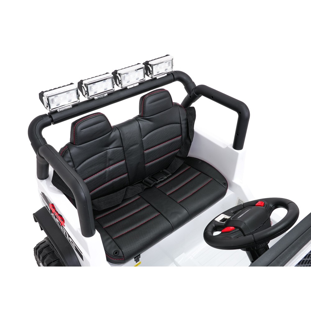 JOKO Elektrické autíčko Jeep BEAST 4x4, kožené sedadlo, penové kolesá, Funkcia Hojdania, Nosnosť 50kg, FM rádio, biele