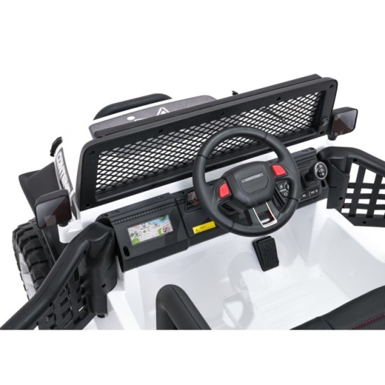 JOKO Elektrické autíčko Jeep BEAST 4x4, kožené sedadlo, penové kolesá, Funkcia Hojdania, Nosnosť 50kg, FM rádio, biele