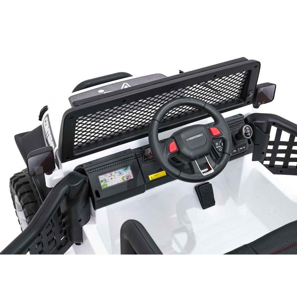 JOKO Elektrické autíčko Jeep BEAST 4x4, kožené sedadlo, penové kolesá, Funkcia Hojdania, Nosnosť 50kg, FM rádio, biele