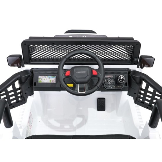 JOKO Elektrické autíčko Jeep BEAST 4x4, kožené sedadlo, penové kolesá, Funkcia Hojdania, Nosnosť 50kg, FM rádio, biele