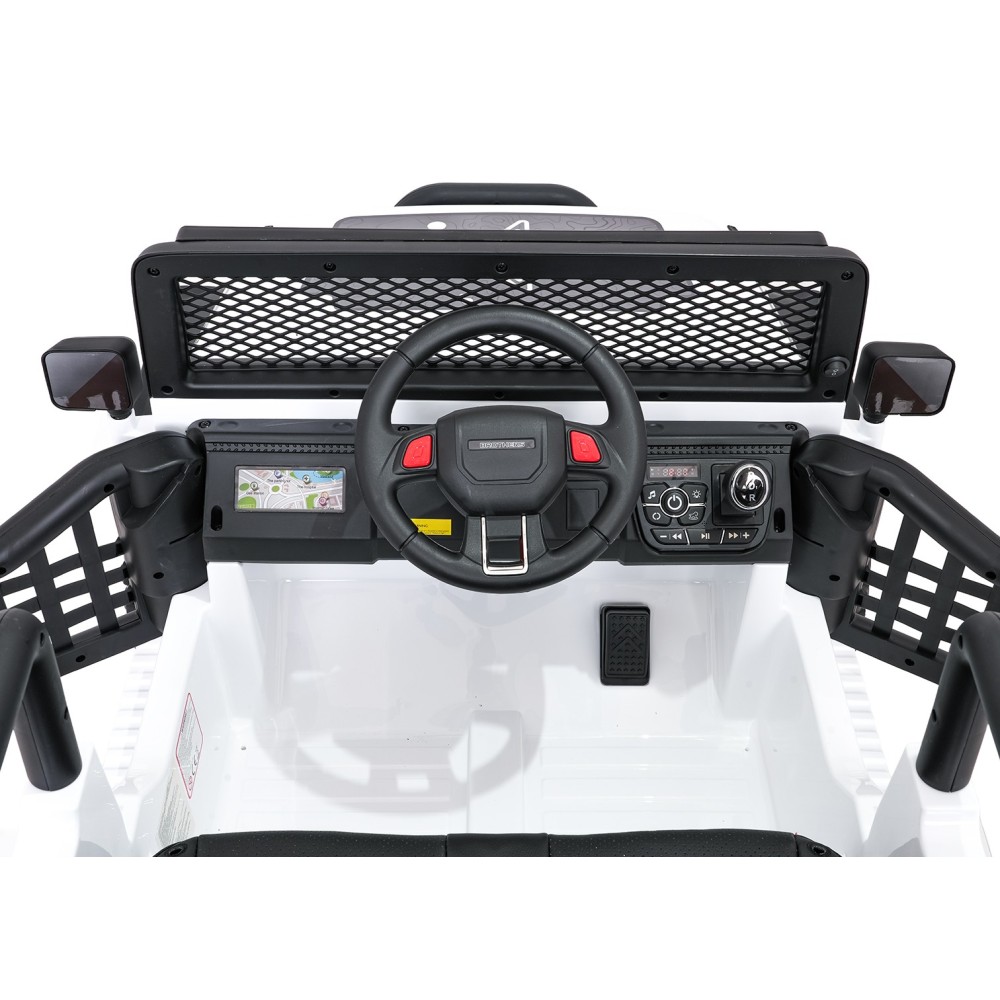 JOKO Elektrické autíčko Jeep BEAST 4x4, kožené sedadlo, penové kolesá, Funkcia Hojdania, Nosnosť 50kg, FM rádio, biele