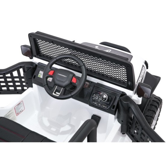 JOKO Elektrické autíčko Jeep BEAST 4x4, kožené sedadlo, penové kolesá, Funkcia Hojdania, Nosnosť 50kg, FM rádio, biele