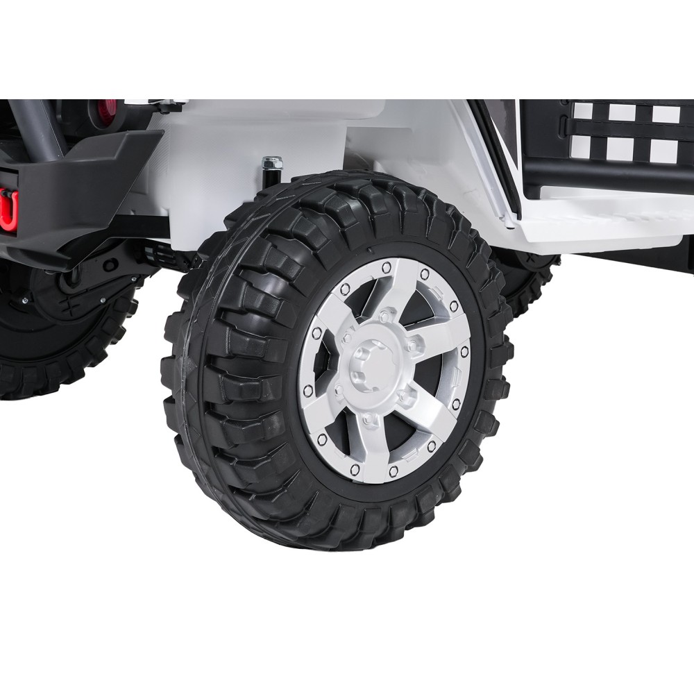 JOKO Elektrické autíčko Jeep BEAST 4x4, kožené sedadlo, penové kolesá, Funkcia Hojdania, Nosnosť 50kg, FM rádio, biele