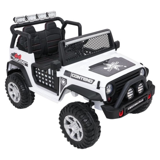JOKO Elektrické autíčko Jeep BEAST 4x4, kožené sedadlo, penové kolesá, Funkcia Hojdania, Nosnosť 50kg, FM rádio, biele