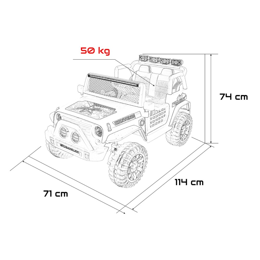 JOKO Elektrické autíčko Jeep BEAST 4x4, kožené sedadlo, penové kolesá, Funkcia Hojdania, Nosnosť 50kg, FM rádio, biele