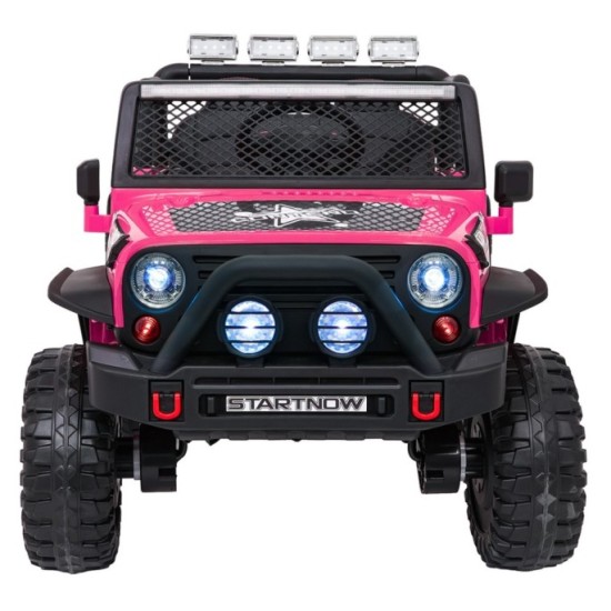 JOKO Elektrické autíčko Jeep BEAST 4x4, kožené sedadlo, penové kolesá, Funkcia Hojdania, Nosnosť 50kg, FM rádio, ružové