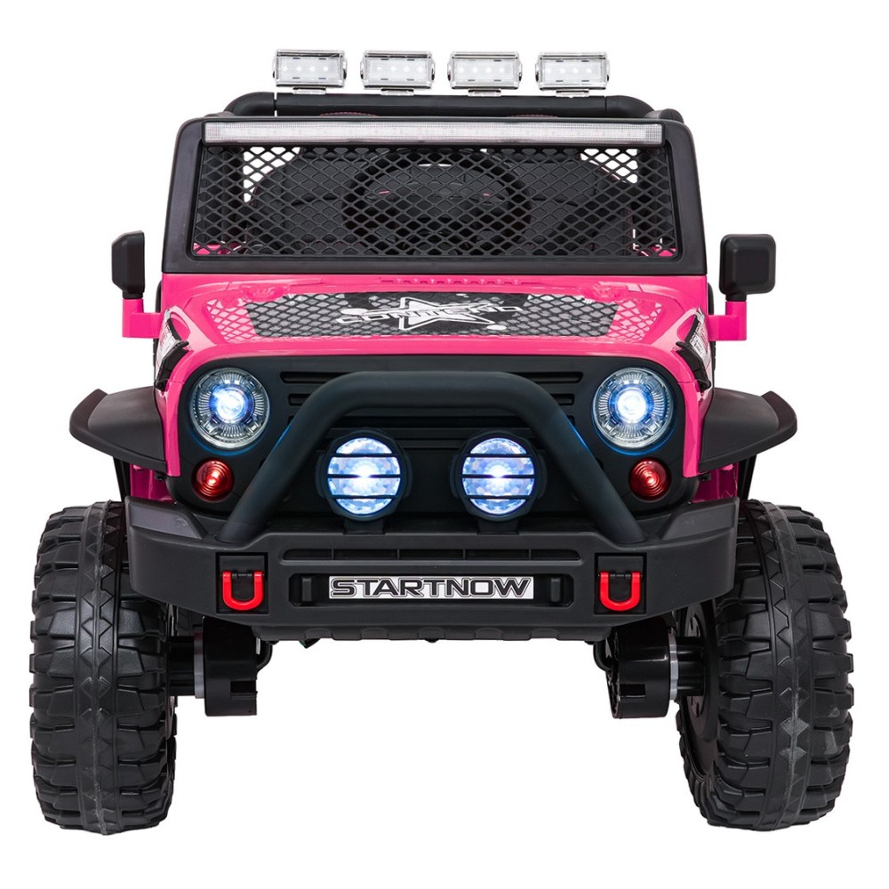 JOKO Elektrické autíčko Jeep BEAST 4x4, kožené sedadlo, penové kolesá, Funkcia Hojdania, Nosnosť 50kg, FM rádio, ružové