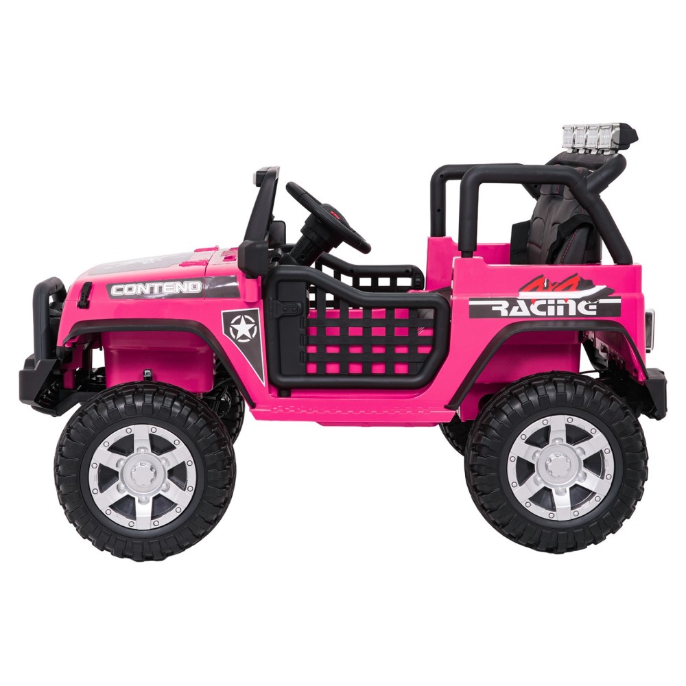 JOKO Elektrické autíčko Jeep BEAST 4x4, kožené sedadlo, penové kolesá, Funkcia Hojdania, Nosnosť 50kg, FM rádio, ružové
