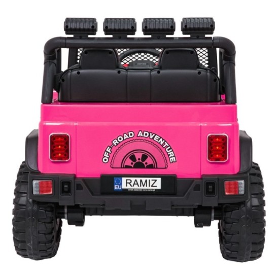 JOKO Elektrické autíčko Jeep BEAST 4x4, kožené sedadlo, penové kolesá, Funkcia Hojdania, Nosnosť 50kg, FM rádio, ružové