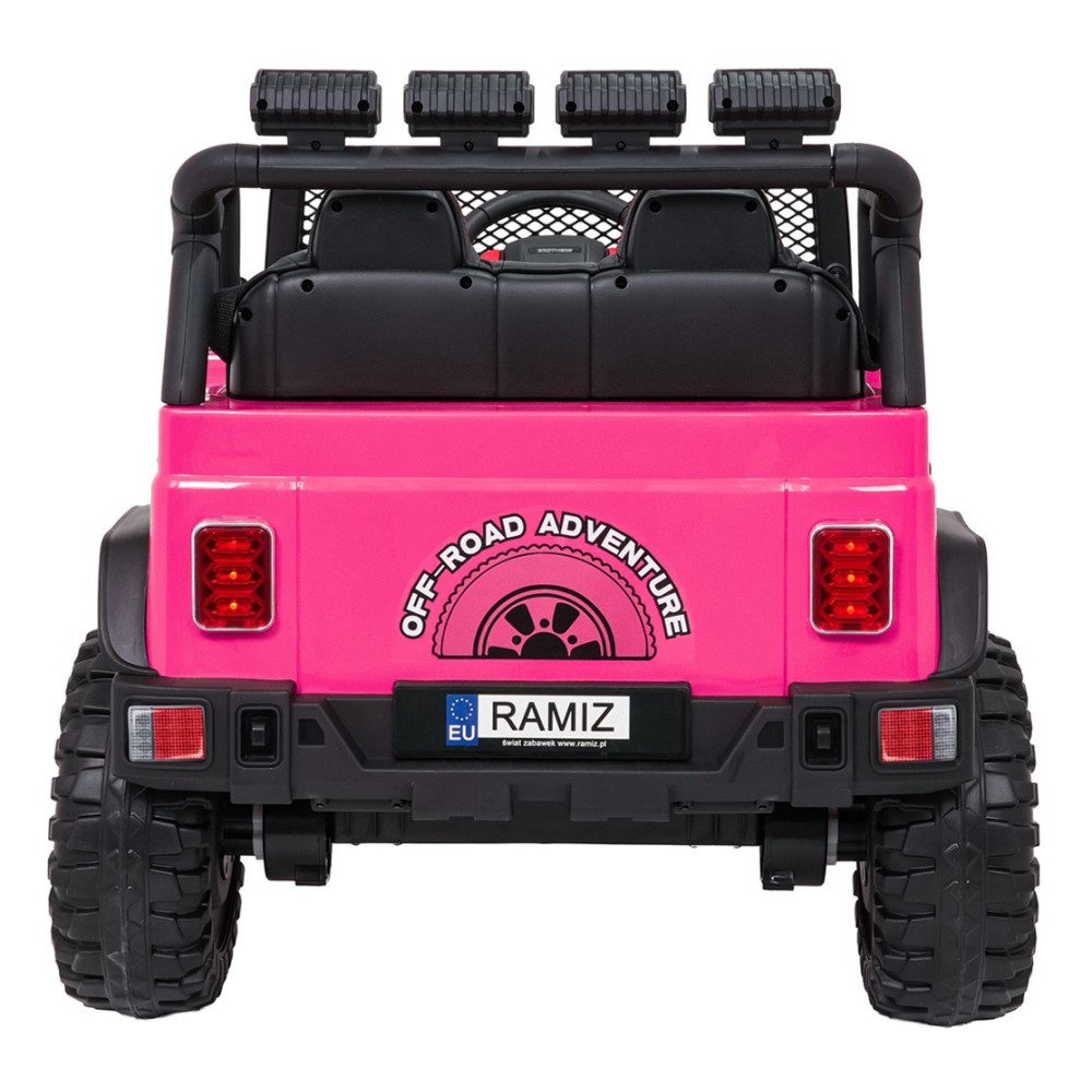 JOKO Elektrické autíčko Jeep BEAST 4x4, kožené sedadlo, penové kolesá, Funkcia Hojdania, Nosnosť 50kg, FM rádio, ružové