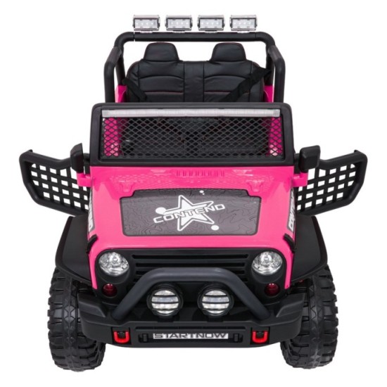 JOKO Elektrické autíčko Jeep BEAST 4x4, kožené sedadlo, penové kolesá, Funkcia Hojdania, Nosnosť 50kg, FM rádio, ružové