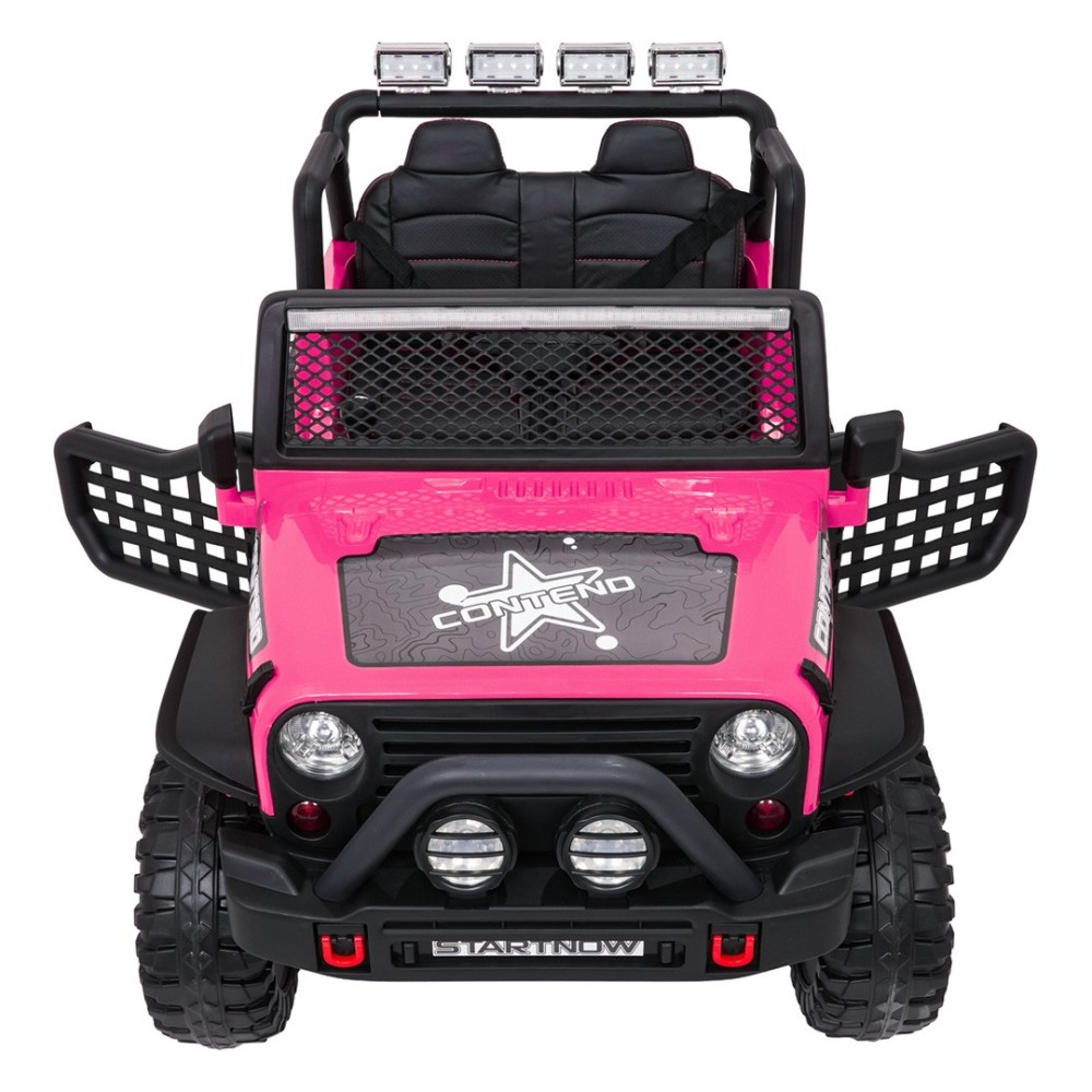 JOKO Elektrické autíčko Jeep BEAST 4x4, kožené sedadlo, penové kolesá, Funkcia Hojdania, Nosnosť 50kg, FM rádio, ružové