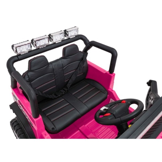 JOKO Elektrické autíčko Jeep BEAST 4x4, kožené sedadlo, penové kolesá, Funkcia Hojdania, Nosnosť 50kg, FM rádio, ružové