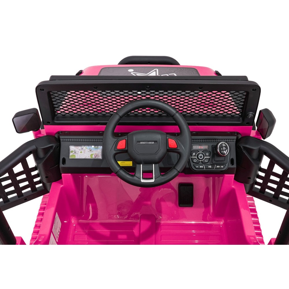JOKO Elektrické autíčko Jeep BEAST 4x4, kožené sedadlo, penové kolesá, Funkcia Hojdania, Nosnosť 50kg, FM rádio, ružové