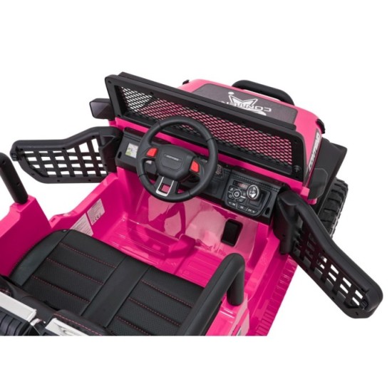JOKO Elektrické autíčko Jeep BEAST 4x4, kožené sedadlo, penové kolesá, Funkcia Hojdania, Nosnosť 50kg, FM rádio, ružové