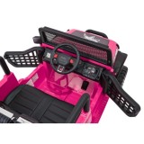 JOKO Elektrické autíčko Jeep BEAST 4x4, kožené sedadlo, penové kolesá, Funkcia Hojdania, Nosnosť 50kg, FM rádio, ružové