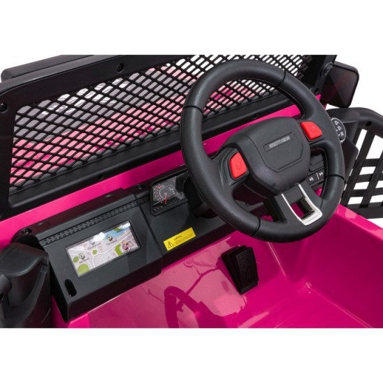JOKO Elektrické autíčko Jeep BEAST 4x4, kožené sedadlo, penové kolesá, Funkcia Hojdania, Nosnosť 50kg, FM rádio, ružové