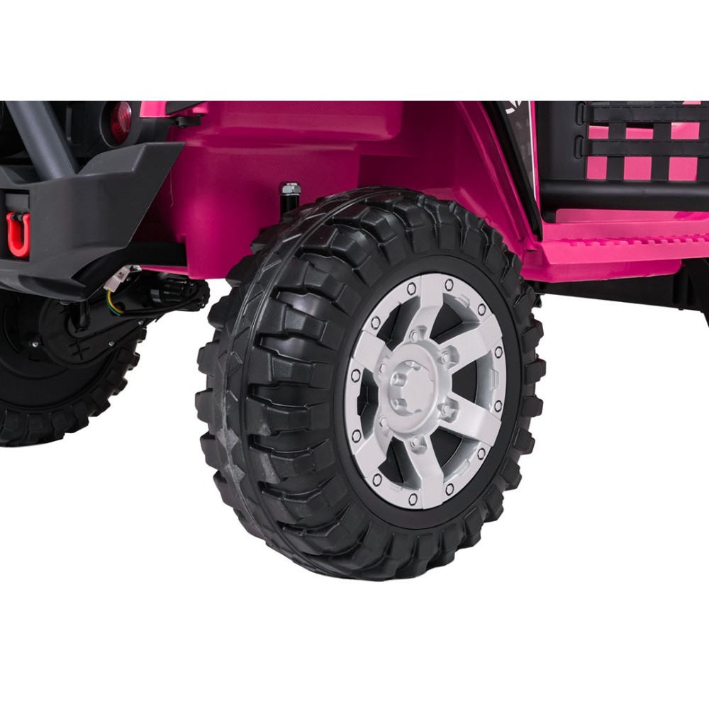 JOKO Elektrické autíčko Jeep BEAST 4x4, kožené sedadlo, penové kolesá, Funkcia Hojdania, Nosnosť 50kg, FM rádio, ružové