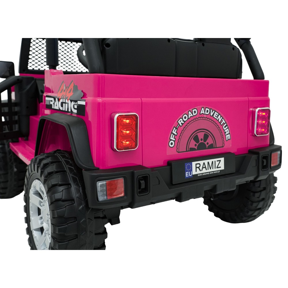 JOKO Elektrické autíčko Jeep BEAST 4x4, kožené sedadlo, penové kolesá, Funkcia Hojdania, Nosnosť 50kg, FM rádio, ružové