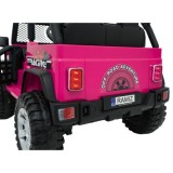 JOKO Elektrické autíčko Jeep BEAST 4x4, kožené sedadlo, penové kolesá, Funkcia Hojdania, Nosnosť 50kg, FM rádio, ružové