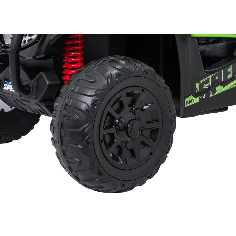 JOKO Elektrické autíčko Terénne Buggy UTV LIFT 4x100W, penové kolesá, kožené sedadlo, zelené