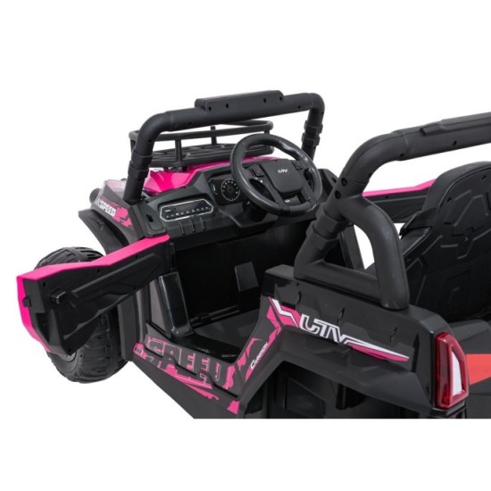 JOKO Elektrické autíčko Terénne Buggy UTV LIFT 4x100W, penové kolesá, kožené sedadlo, ružové