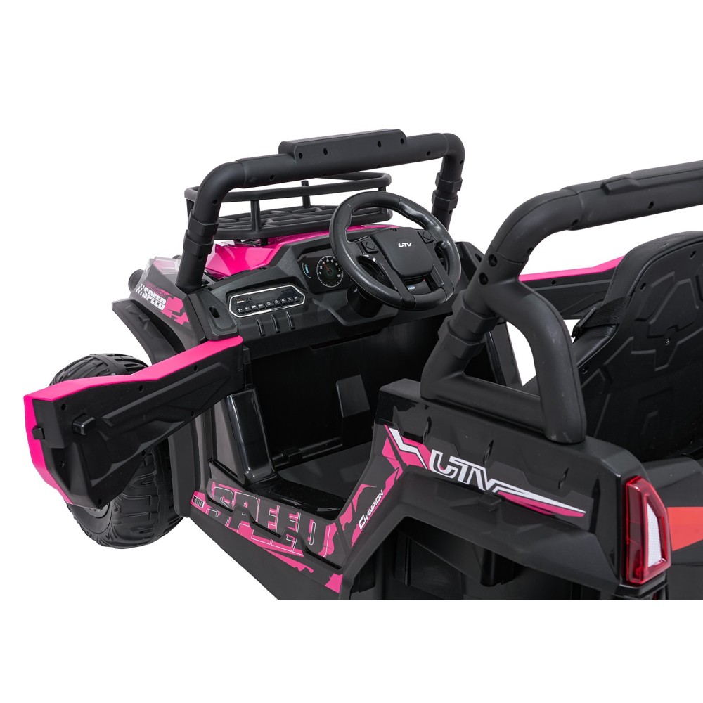 JOKO Elektrické autíčko Terénne Buggy UTV LIFT 4x100W, penové kolesá, kožené sedadlo, ružové